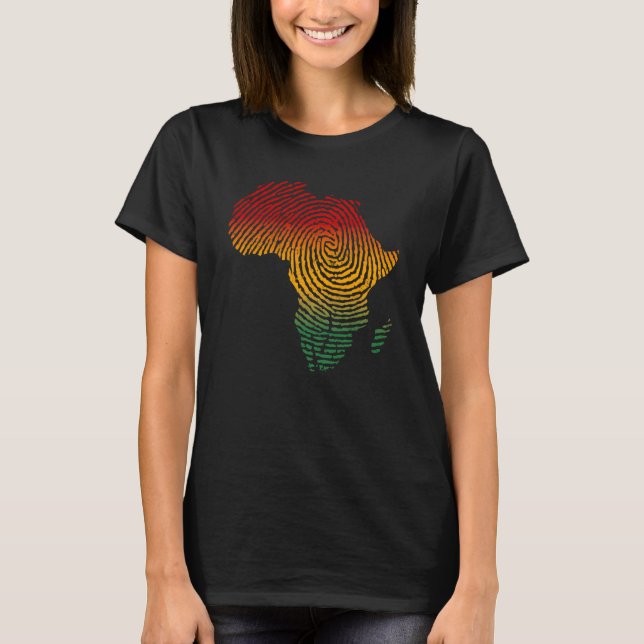 Africa Fingerprint African Flag Black Pride DNA Af T-Shirt (Vorderseite)