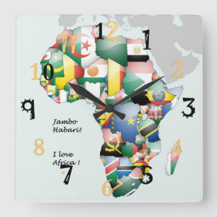 Africa Hakuna Matata I Love Africa  Quadratische Wanduhr