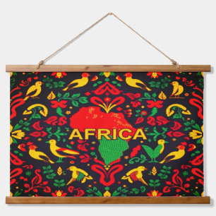 AFRICA Hanging Tapestry Wandteppich Mit Holzrahmen