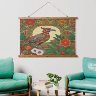 AFRICA Hanging Tapestry Wandteppich Mit Holzrahmen