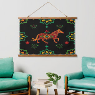 AFRICA Hanging Tapestry Wandteppich Mit Holzrahmen