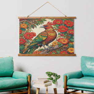 AFRICA Hanging Tapestry Wandteppich Mit Holzrahmen
