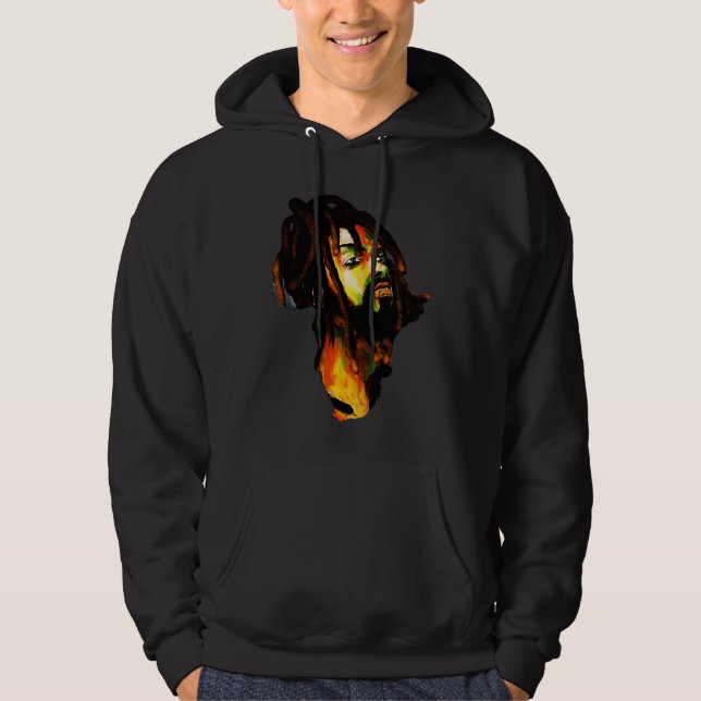 Africa Map African Man Rasta Colors Hoodie (Vorderseite)