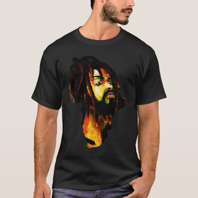 Africa Map African Man Rasta Colors T-Shirt (Vorderseite)