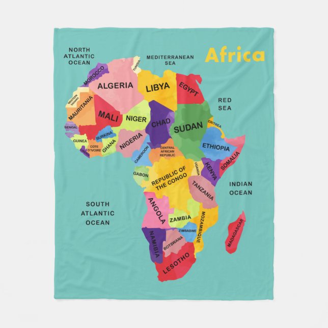 Africa Map Aquarellwerk Fleece Blanket (Vorderseite)
