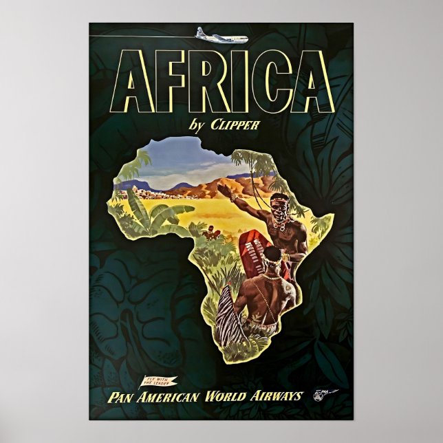 Africa Map Art African Print Pan Am Travel Poster  (Vorne)