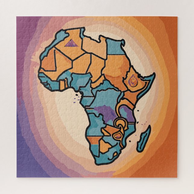 Africa Map Art Puzzle (Vertikal)