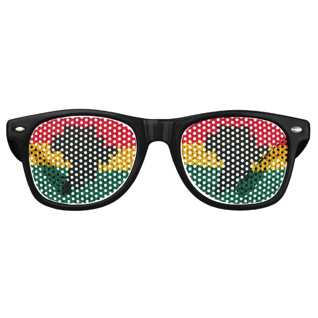 Africa Map Black Red Gold Green Jamaican Crochet Sonnenbrille (Vorderseite)