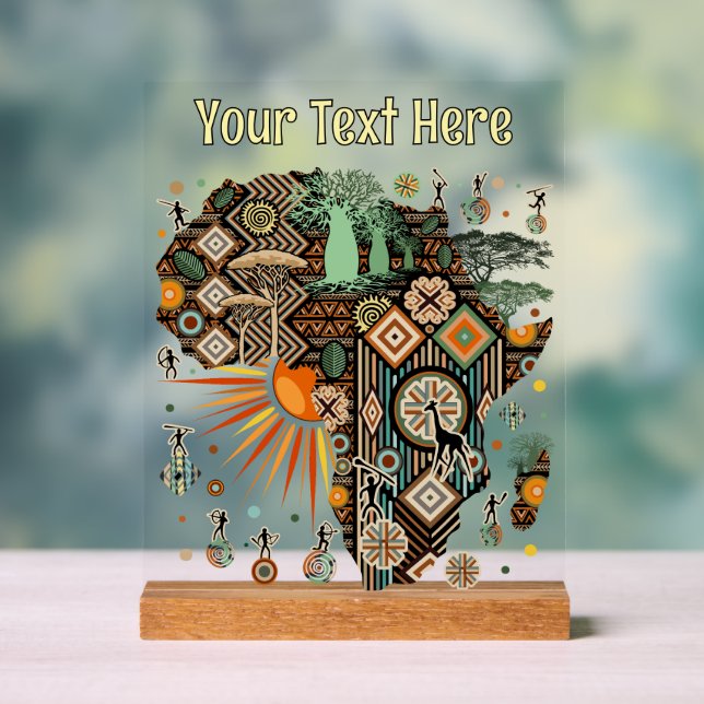 Africa Map Decorative Tribal Elements Pattern Acrylschild (Neutral)