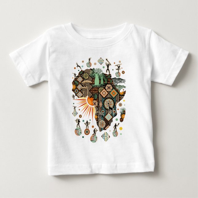 Africa Map Decorative Tribal Elements Pattern Baby T-shirt (Vorderseite)