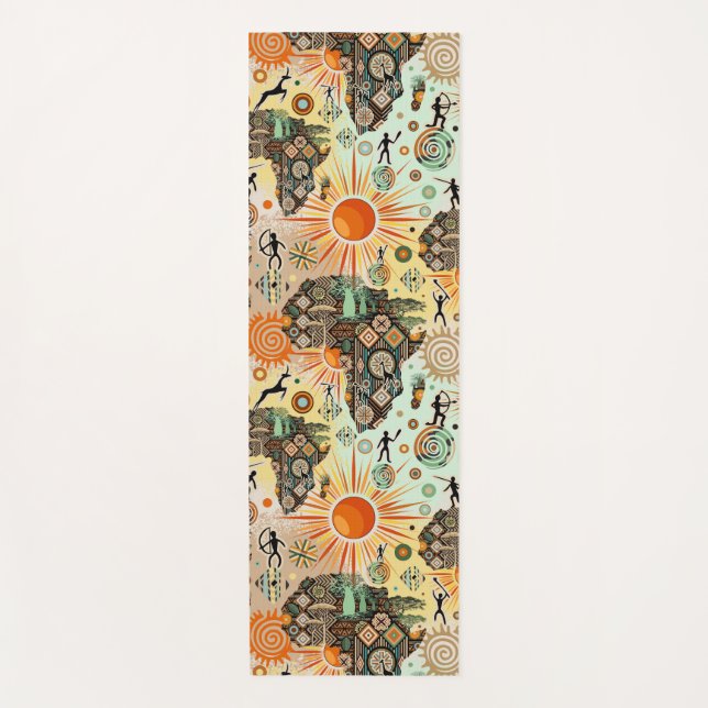 Africa Map Decorative Tribal Elements Pattern Yogamatte (Vorderseite)