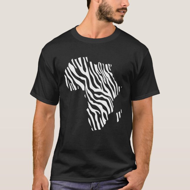 Africa Map Filled With Zebra White Stripes Print P T-Shirt (Vorderseite)