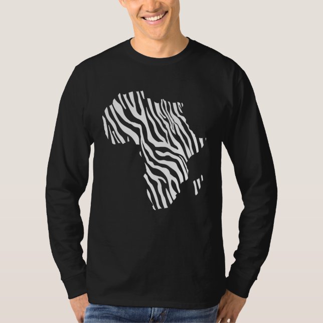 Africa Map Filled With Zebra White Stripes Print P T-Shirt (Vorderseite)