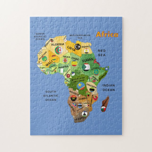 Africa Map Flags Puzzle (Vertikal)