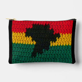 Africa Map Ghana Flag Colors Artisan Crochet Print Zubehörtasche