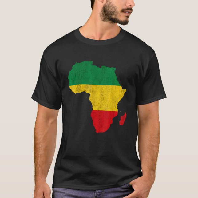 Africa Map Green Yellow Red Africa stolz Reggae Ra T-Shirt (Vorderseite)