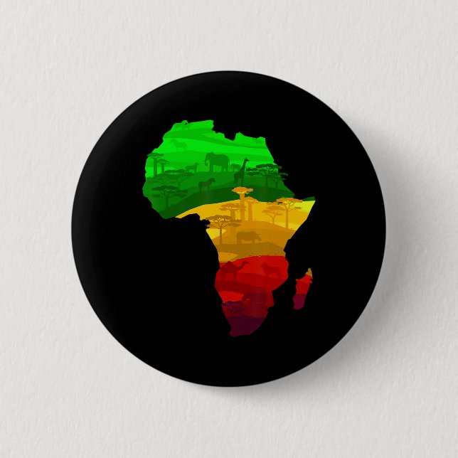 Africa Map Green Yellow Red Proud African Pride Ju Button (Vorderseite)