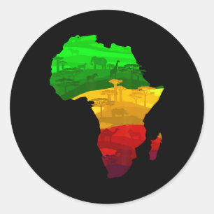 Africa Map Green Yellow Red Proud African Pride Ju Runder Aufkleber