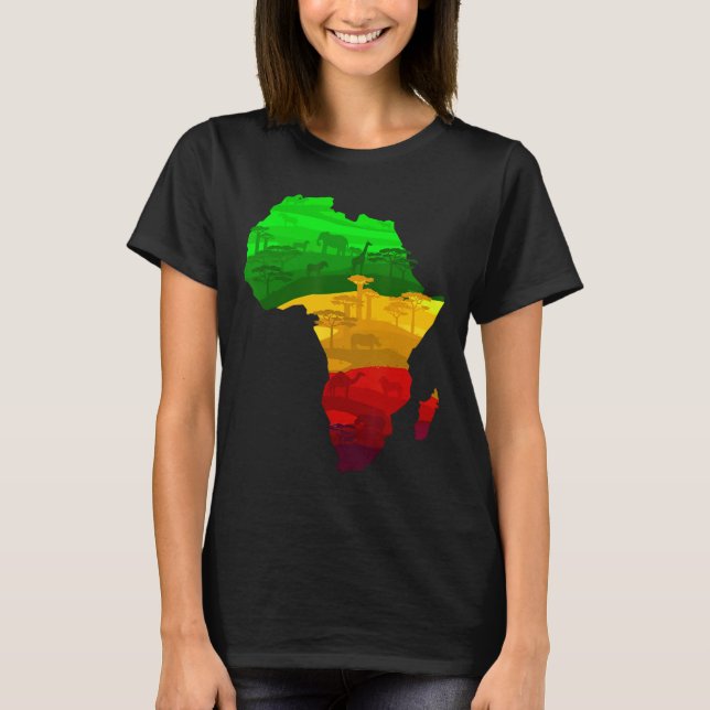 Africa Map Green Yellow Red Proud African Pride Ju T-Shirt (Vorderseite)