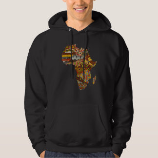 Africa Map Kente Cloth Black History Month Afro Af Hoodie