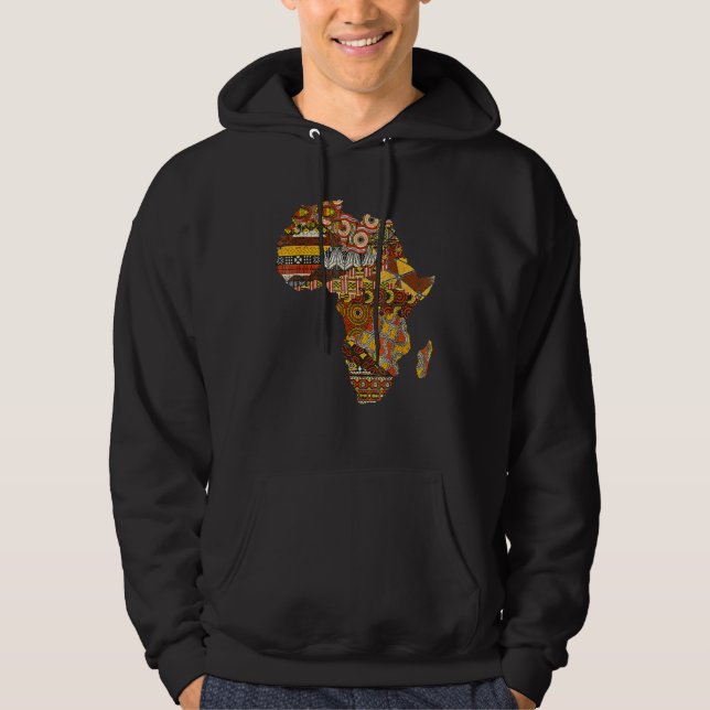 Africa Map Kente Cloth Black History Month Afro Af Hoodie (Vorderseite)
