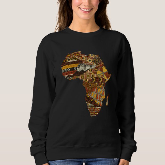 Africa Map Kente Cloth Black History Month Afro Af Sweatshirt (Vorderseite)