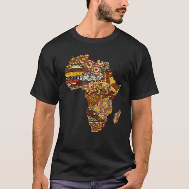 Africa Map Kente Cloth Black History Month Afro Af T-Shirt (Vorderseite)