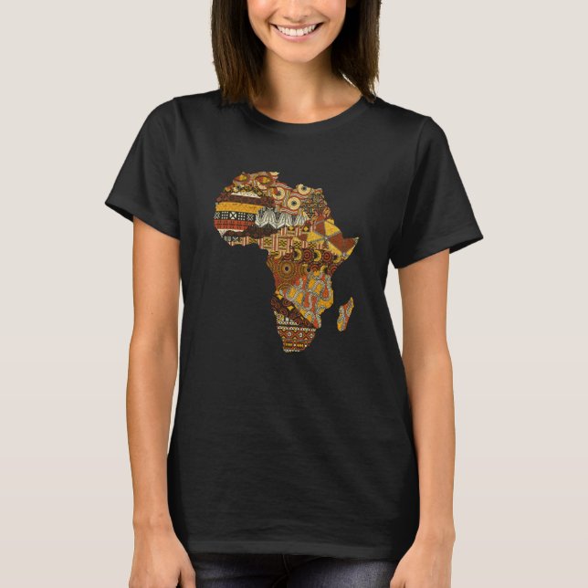Africa Map Kente Cloth Black History Month Afro Af T-Shirt (Vorderseite)
