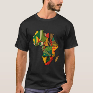 Africa Map Kente Cloth Print Juneteenth Me T-Shirt