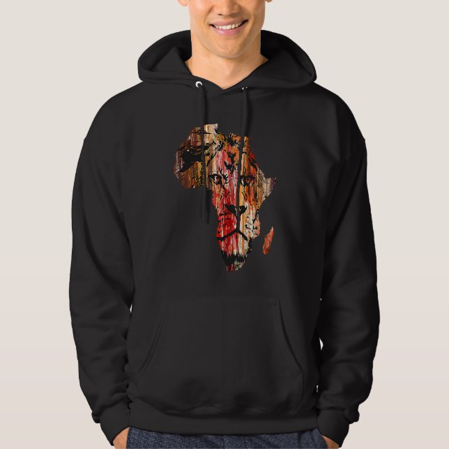 Africa Map Lion Head Face African Safari Wildlife  Hoodie (Vorderseite)