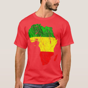 Africa Map Reggae Rasta Print Green Yellow Red Afr T-Shirt