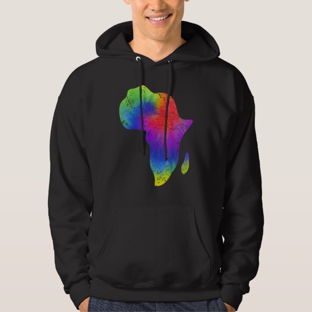 Africa Map Reggae Rasta Tie Dye Black African Amer Hoodie (Vorderseite)