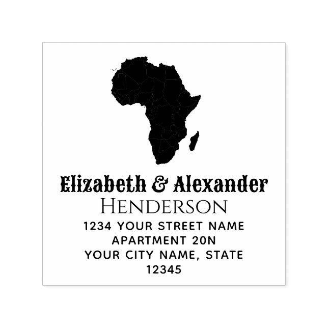 Africa Map Silhouette Couple Name Rücksendeadresse Permastempel (Design)