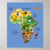 Africa Map with Flags Artwork