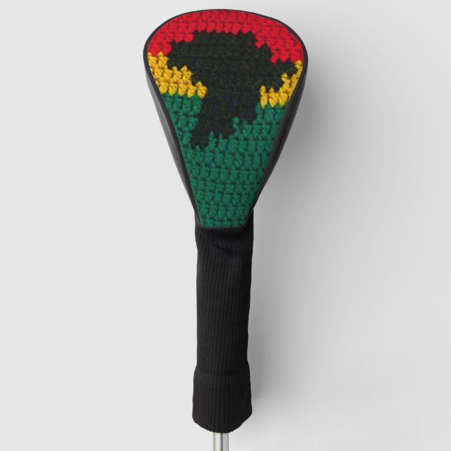 Africa Red Black Gold Green Designer Crochet Print Golf Headcover (Vorderseite)