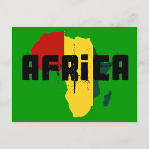 Africa Reggae Rasta Flag Africa Map Postkarte