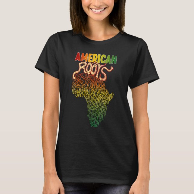 Africa Roots With African Expat Pan Africa Map Bla T-Shirt (Vorderseite)