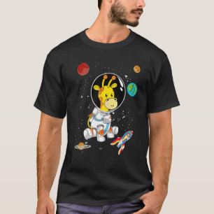 Africa Safari Giraffe Space Scientist Süße Tier T-Shirt