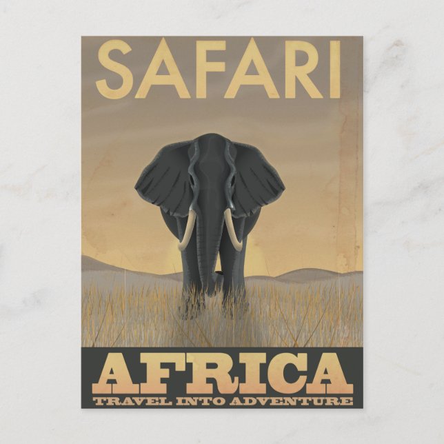 Africa Safari Vintage Reiseplakat Postkarte (Vorderseite)