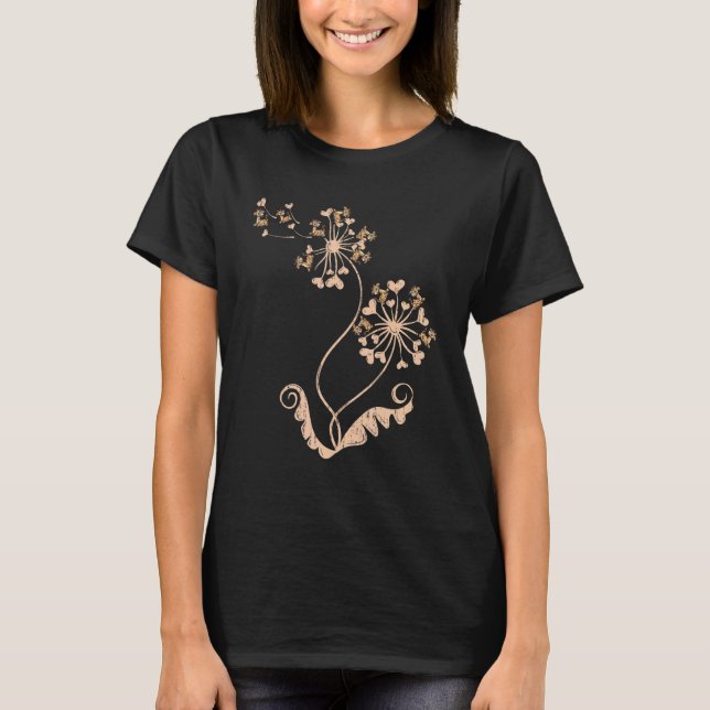 Africa Safari Zoo Animal  Hearts Dandelion Giraffe T-Shirt (Vorderseite)