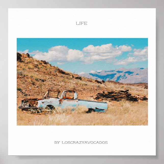 Africa Savannah Grass Car Mountains Life Poster (Vorne)