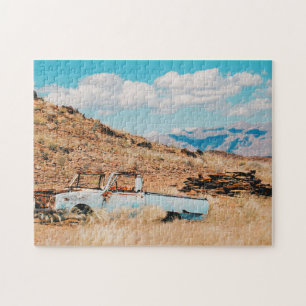 Africa Savannah Grass Car Wrack Mountains Puzzle