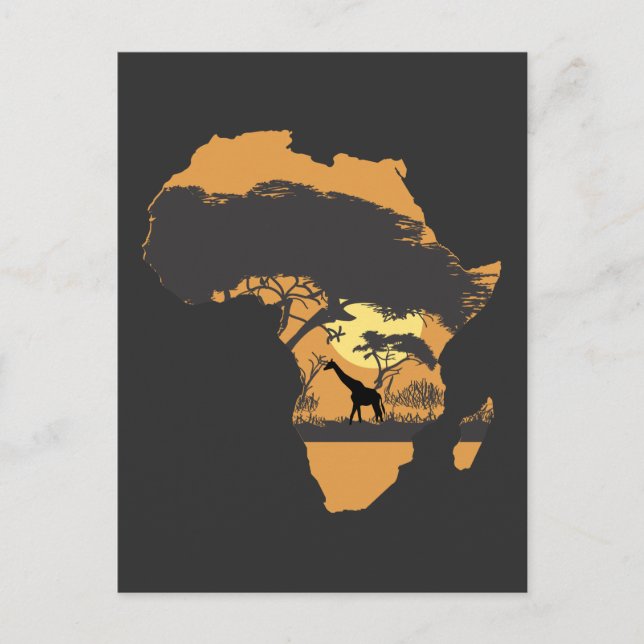 Africa Sunset Continent Safari Giraffe Postkarte (Vorderseite)