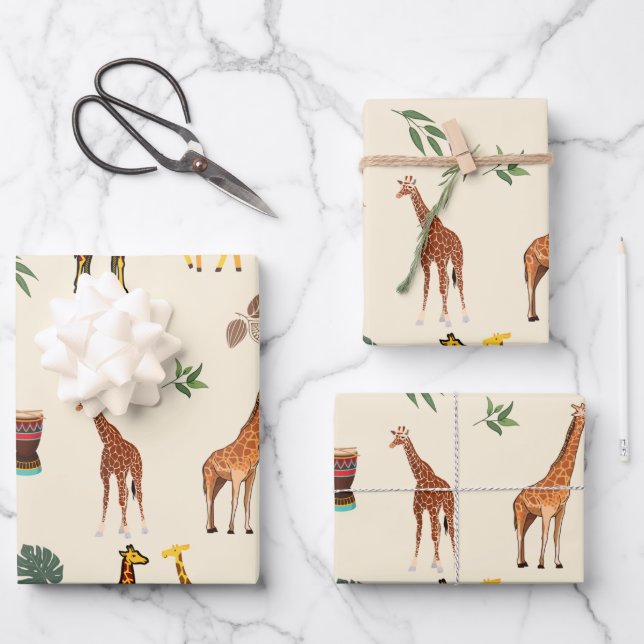 Africa Themed Giraffe  Geschenkpapier Set (Vorderseite)