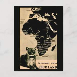 Africa Vintag Map Postcard Postkarte
