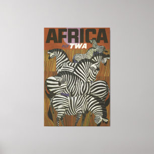 Africa Vintage Travel Poster Zebra Safari Leinwanddruck