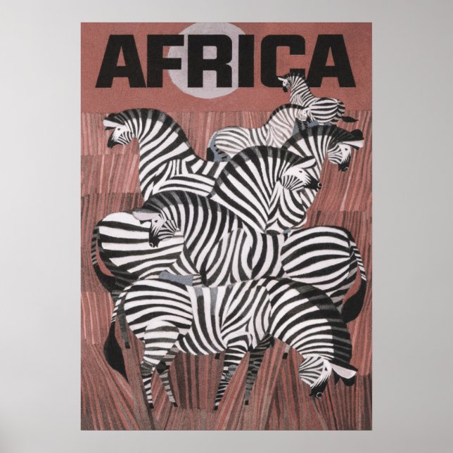 Africa Vintage Travel Poster, Zebra Wall Art Poster (Vorne)