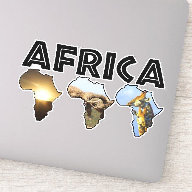 Africa Wildlife Continental Trio Black Text Aufkleber (Detail)