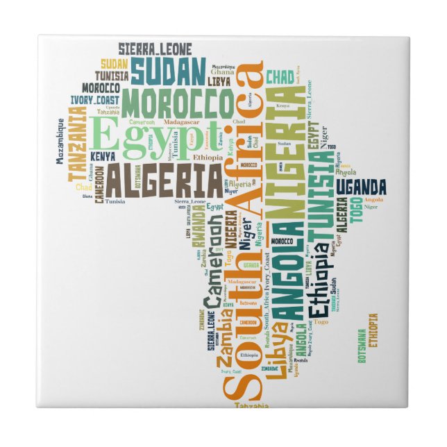 Africa Word Art Fliese (Vorderseite)