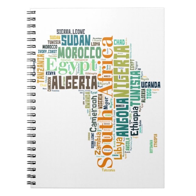Africa Word Art Notizblock (Vorderseite)